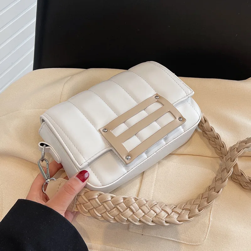 

Pu Leather Crossbody Bags for Women Chain Women's Bag 2022 Trend Fashion Luxury Bag Woman Contrast Color Braided Handbag Female