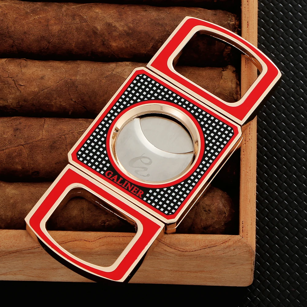 

GALINER Double Cigar Cutter Luxury Knife Scissors Guillotine New Smoking Accessories Metal Tobacco Cutting Professional