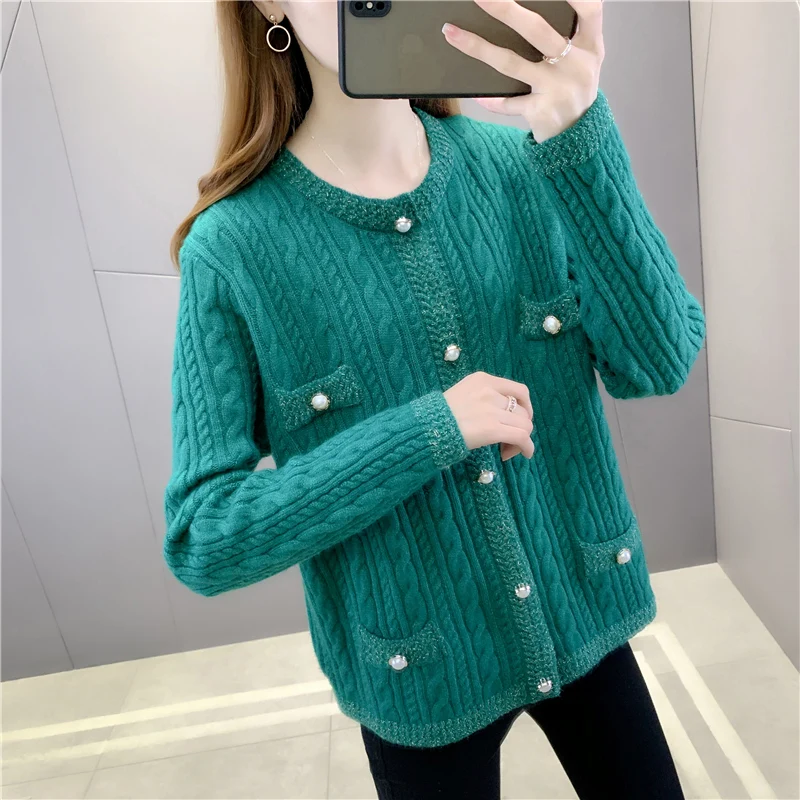 

Room 224794, 7 in row 5 】 make round collar pure color pocket knitting cardigan [1075] 51