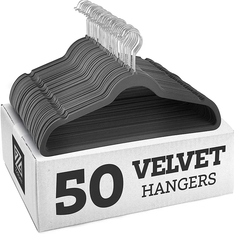 

50 Pack White Standard Velvet Hangers Durable Tubular Shirt Hanger Ideal For LaundrySlim Space Saving For Coats Pants Dress