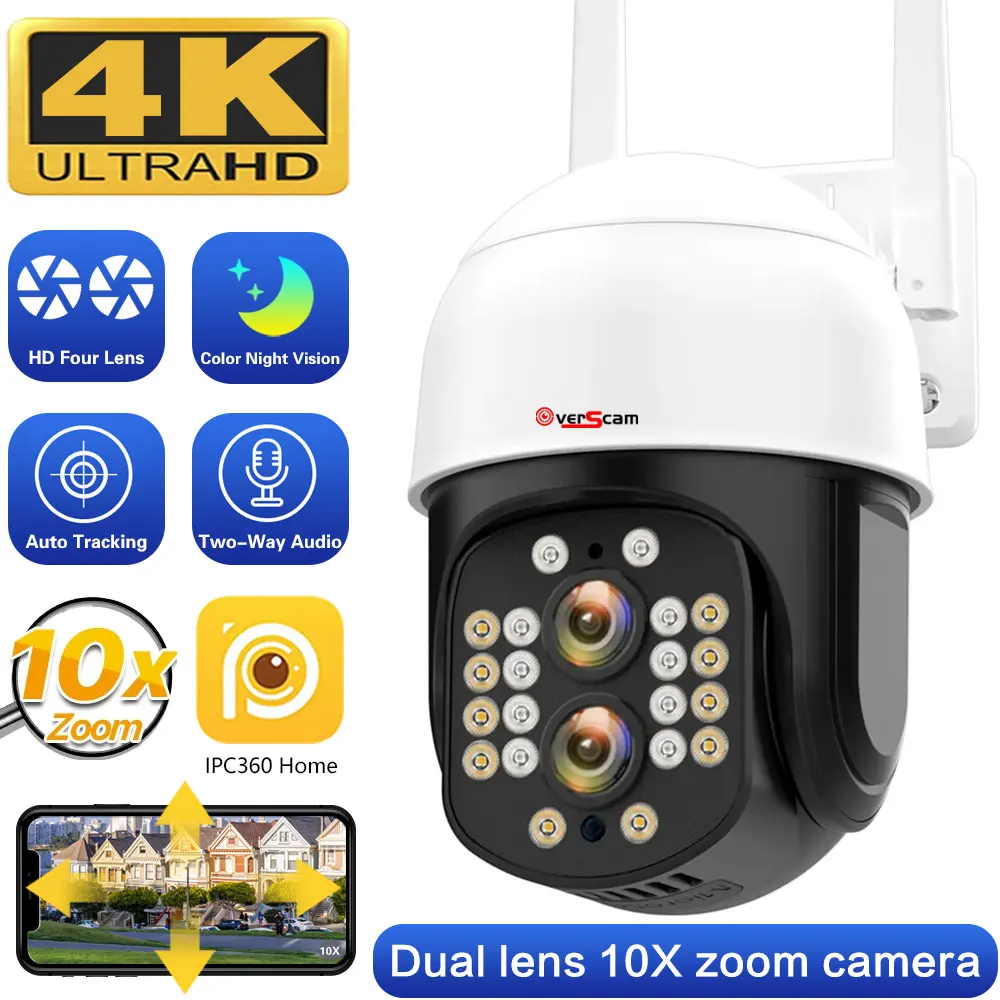 

IP-камера с двойным объективом, 8 Мп, 4K, HD, Wi-Fi