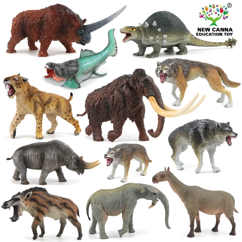 Фото В наличии новая образовательная игрушка Canma Mammoth Machairodus Deinotherium Paraceratherium Daeodon доисторическая модель животного игрушка №3