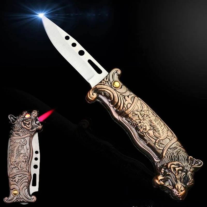 

Torch Turbine Lighter Multifunction Knife Lighter Portable Folding Knife Butane Windproof Field Tool Cigarette Accessories