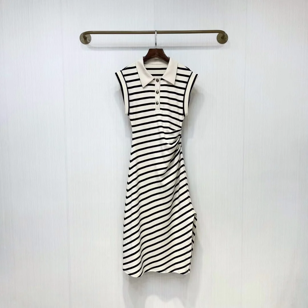 

2023 spring and summer women's clothing fashion new Collar Striped Dress 0621