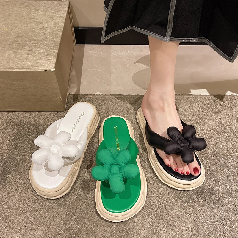 

Женские туфли 2022, женские шлепанцы, роскошные Сланцы на платформе, низкие летние мягкие Гавайские дизайнерские туфли из искусственной кожи ...