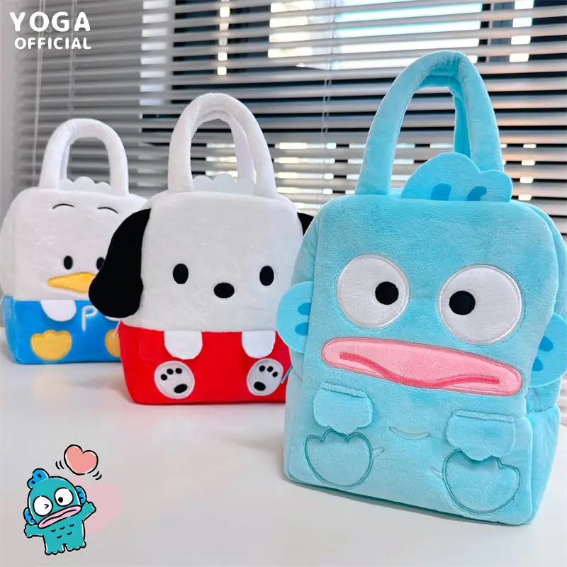 

Pochacco Hangyodon Pekkle Tote Bag Sanrio Cartoon Cute Plush Tote Bento Bag Anime Plush Toys for Girls Kids Toys Birthday Gifts