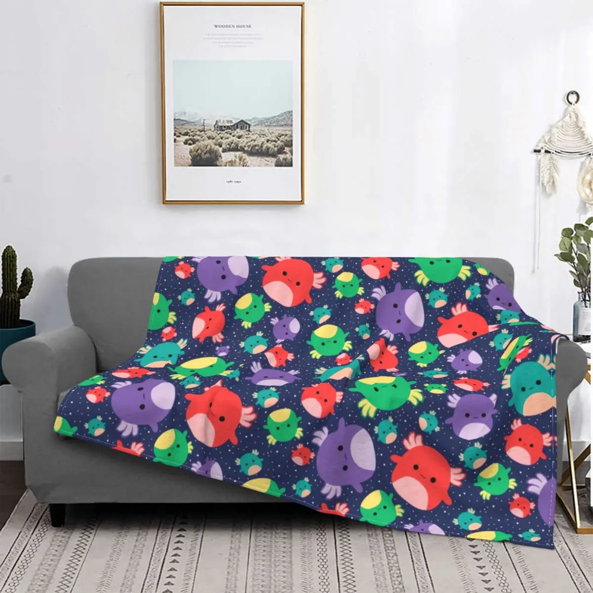 

Squishmallow Squishy Squish Axolotl Радужное одеяло s пушистое смешное мягкое одеяло для покрывала лето