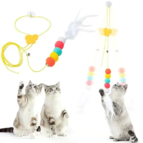 

Interactive Cat Feather Toys Cat Toy Retractable Cat Teaser Toy Hanging Cat Toys Play Toy Cat Teaser Toy for Indoor Hanging Toys