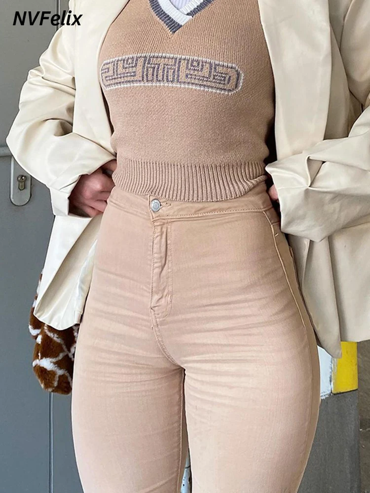 Джинсы женские облегающие с широкими штанинами высокой талией - купить по
