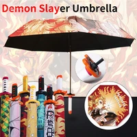 demon slayer topic umbrella anime trifold umbrella samurai umbrella sun protection windproof uv protection umbrella rain gear