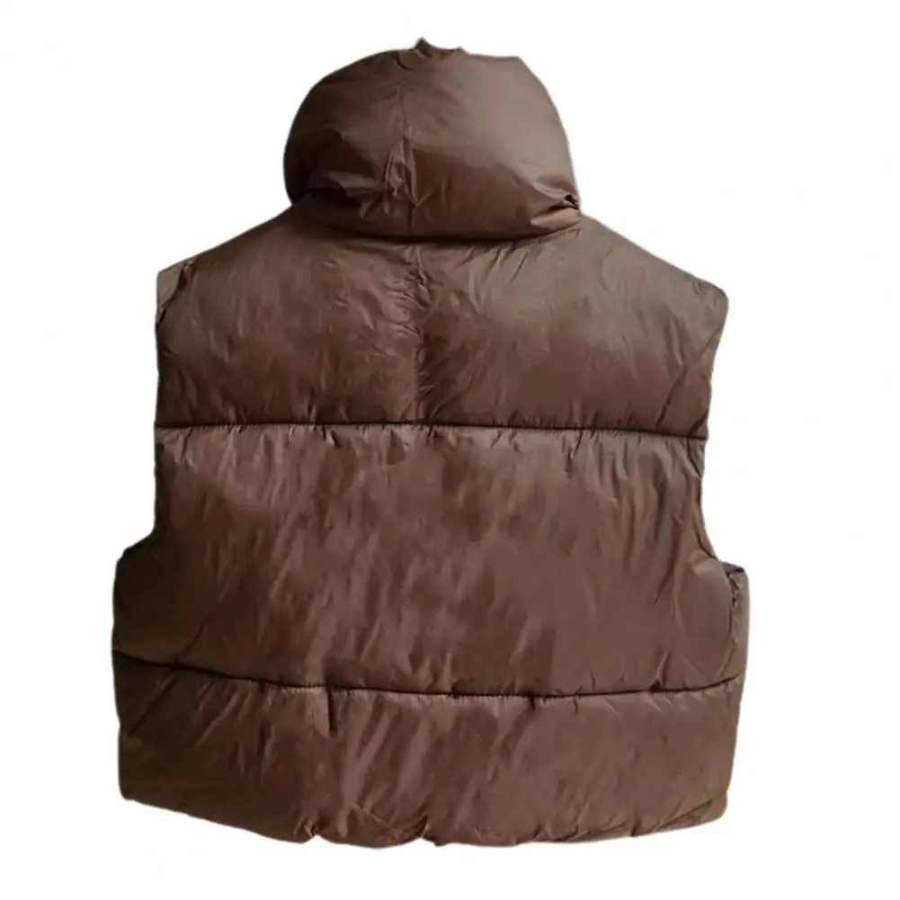 

Женский плотный жилет, зимний хлопковый жилет, женское короткое однотонное ветрозащитное пальто с воротником-стойкой и застежкой-молнией