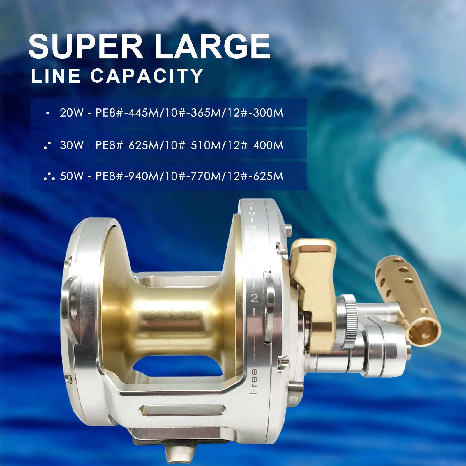 Металлический большой тормозной барабан джиг троллинговая рыболовная катушка