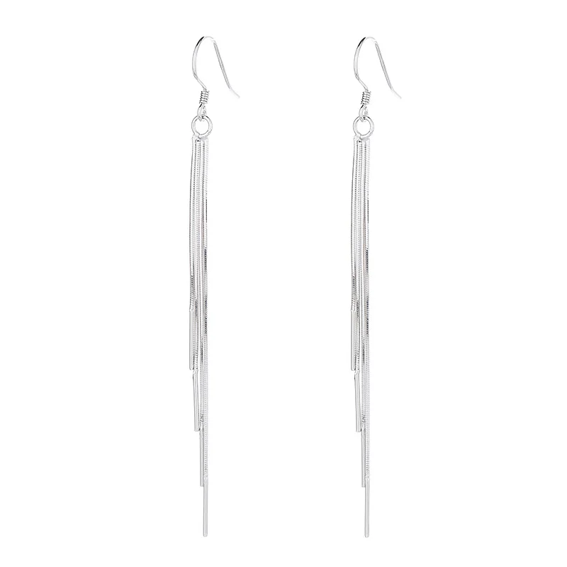 

S925 sterling silver small fresh temperament niche design tassel chain long versatile earrings