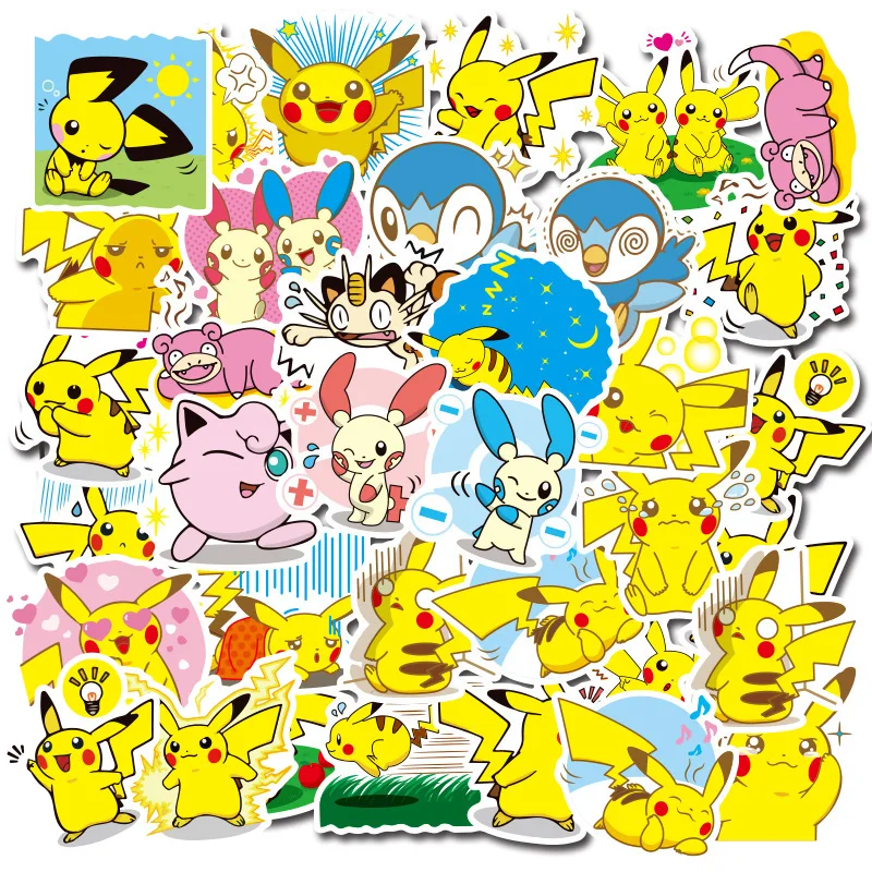 

80 Pokemon Pikachu Waterproof Sticker Mobile Phone Water Cup Luggage Compartment Decoration Kawaii Sticker Children's Gift