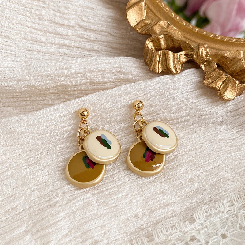 Элегантная нерегулярная картина маслом зажим для ушей женские серьги без