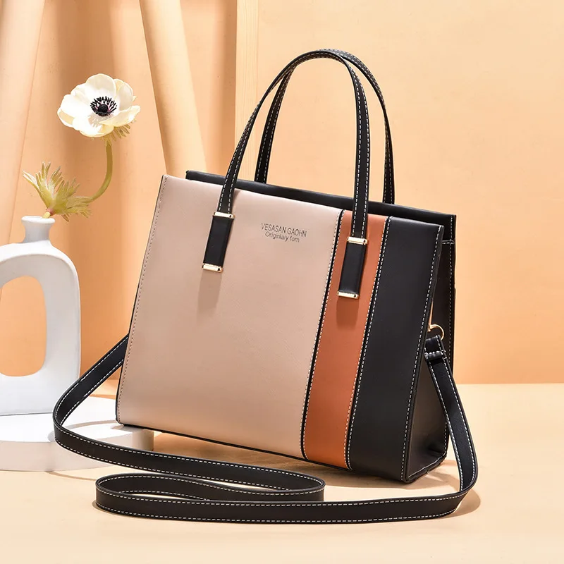 

Женская сумка контрастных цветов, новинка 2022, сумка большой вместимости для мам, модные сумки через плечо для женщин