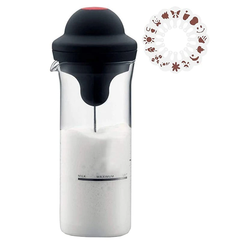 

Electric Milk Frother,Coffee Frother,16 Pcs Coffee Stencil,Whisk Battery Foam Maker For Coffee,Latte,Cappuccino 450Ml
