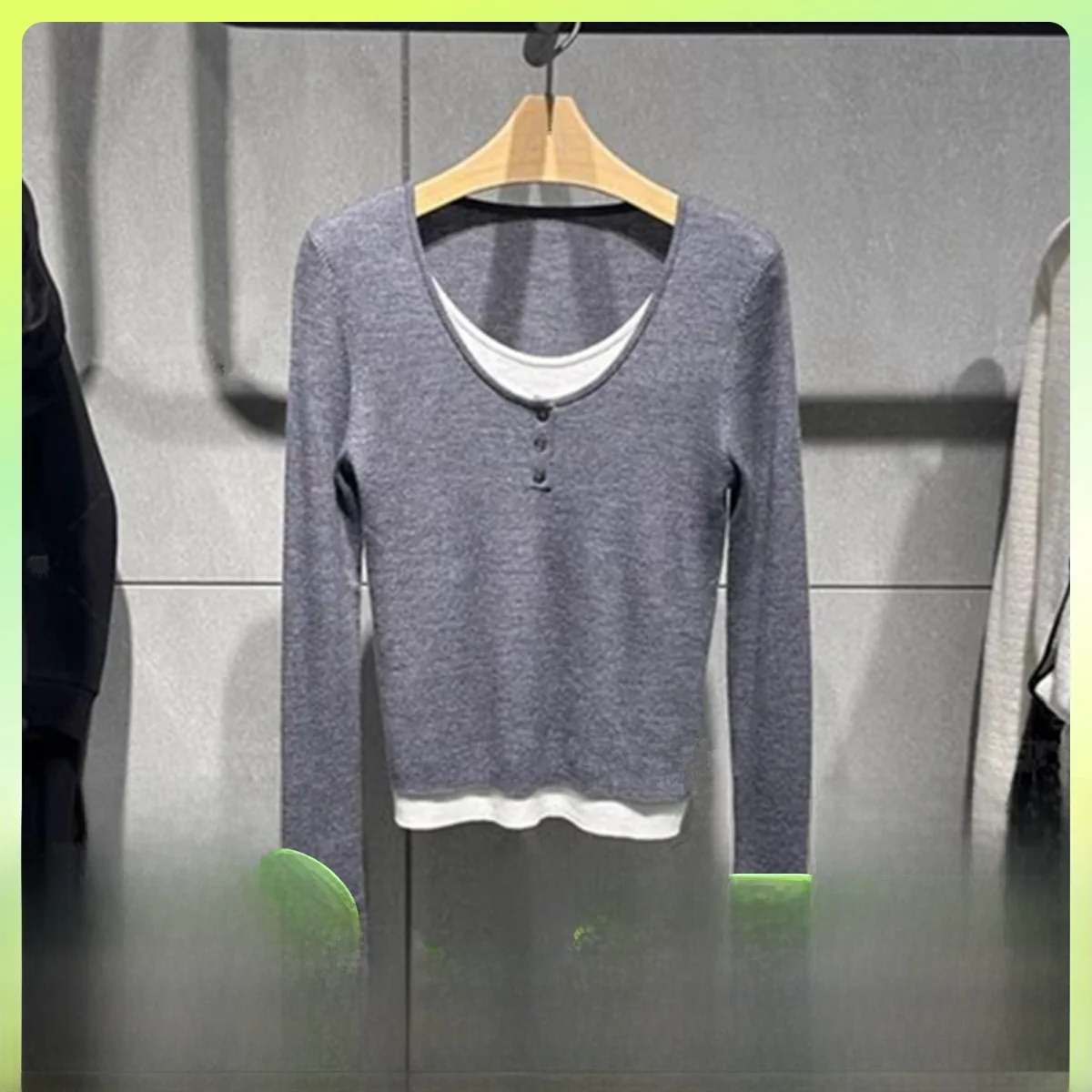 2024 осенне-зимняя одежда микрофон такой же новый универсальный облегающий