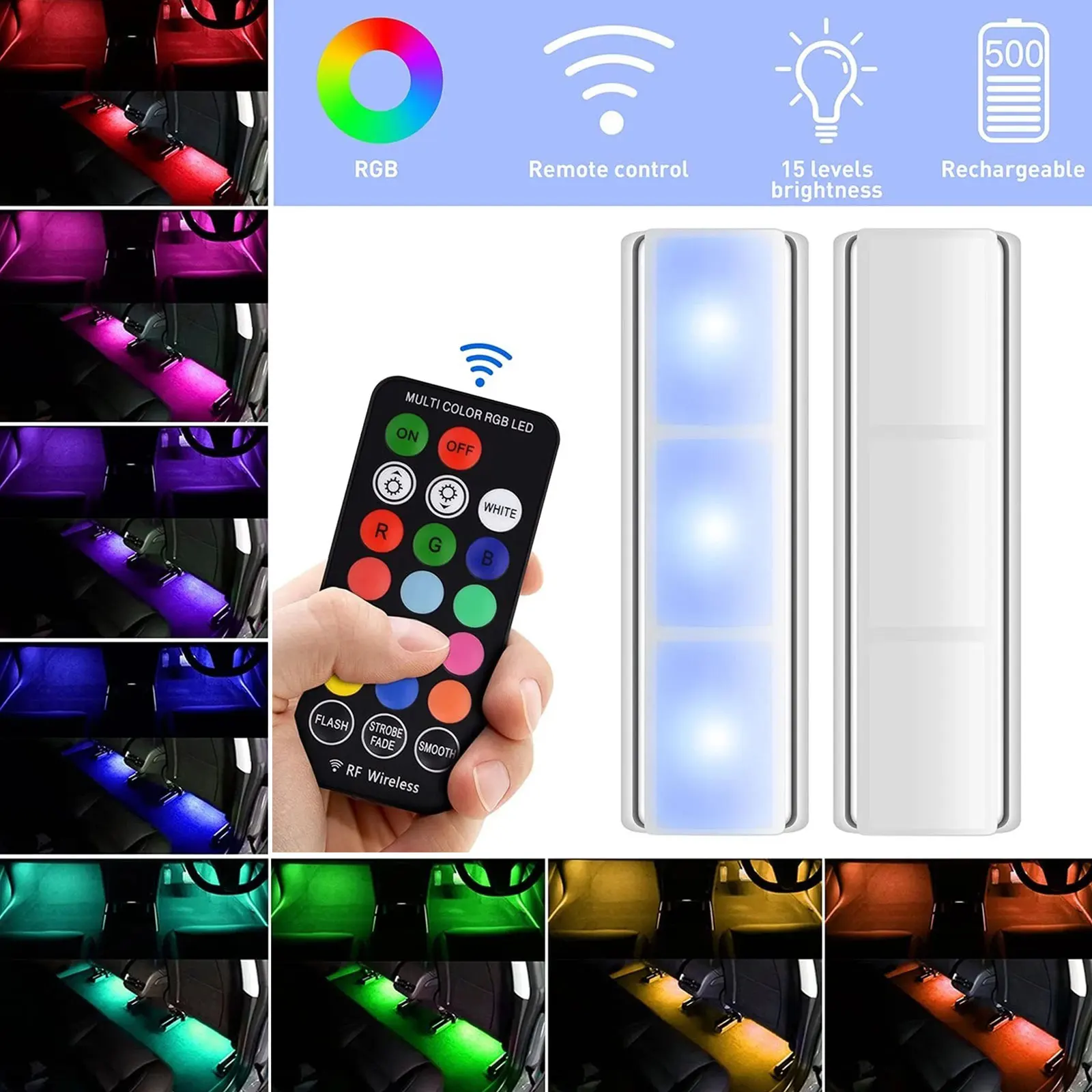 

Автомобильная атмосферная лампа, автомобильная интерьерная фотолампа, портативная RGB-лампа для зарядки, беспроводная декоративная лампа