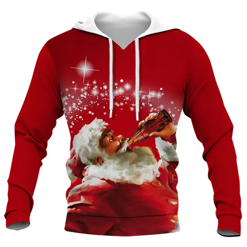 

Popular New Product 3D Printing Santa Claus Autumn/Winter Hoodie Loose and Comfortable Hoodie Cartoon Snowman Men's Sweatshirts