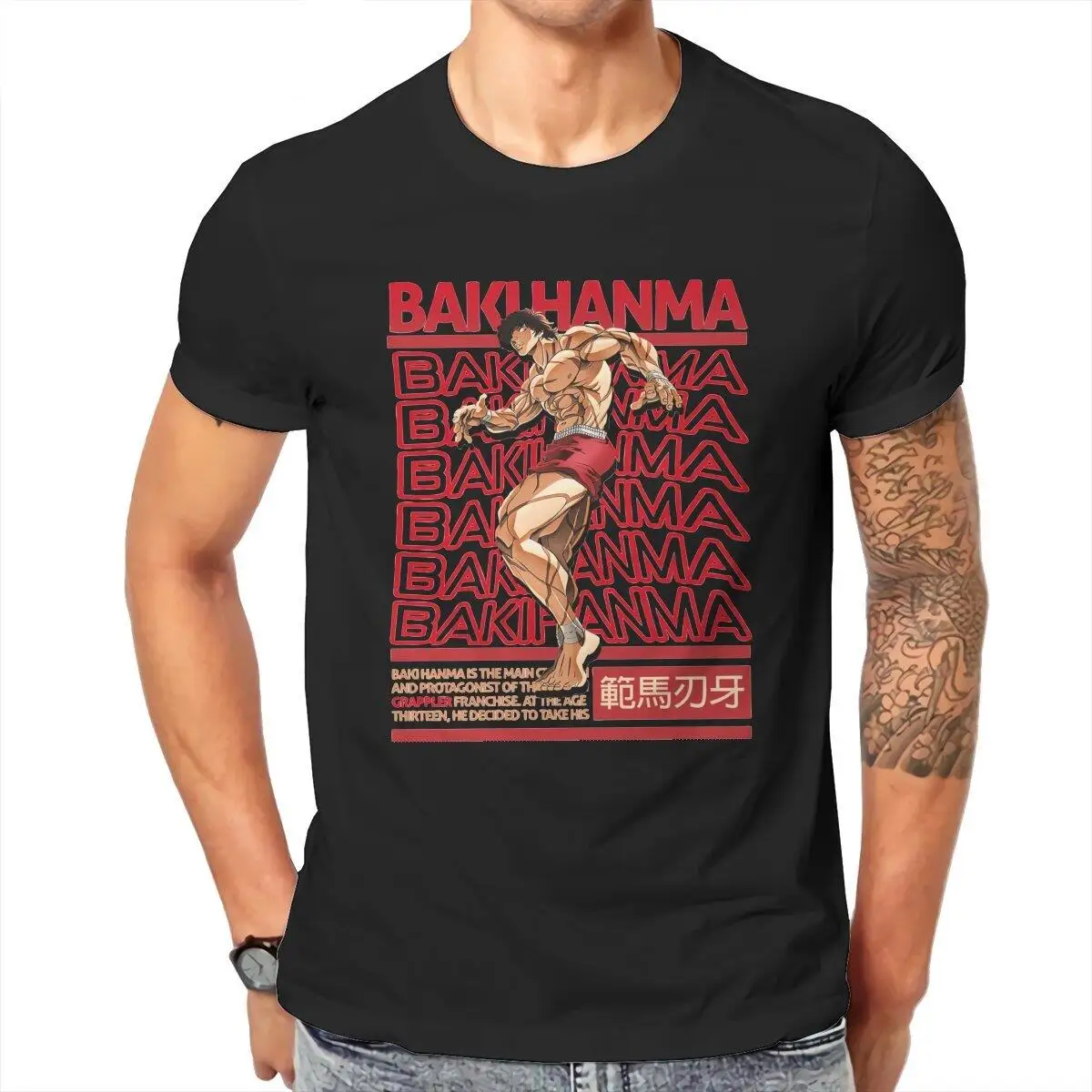 Novelty Hanma Baki Brutalism  T-Shirts for Men Crewneck 100% Cotton T Shirt  Short Sleeve Tee Shirt Graphic Printed Clothes