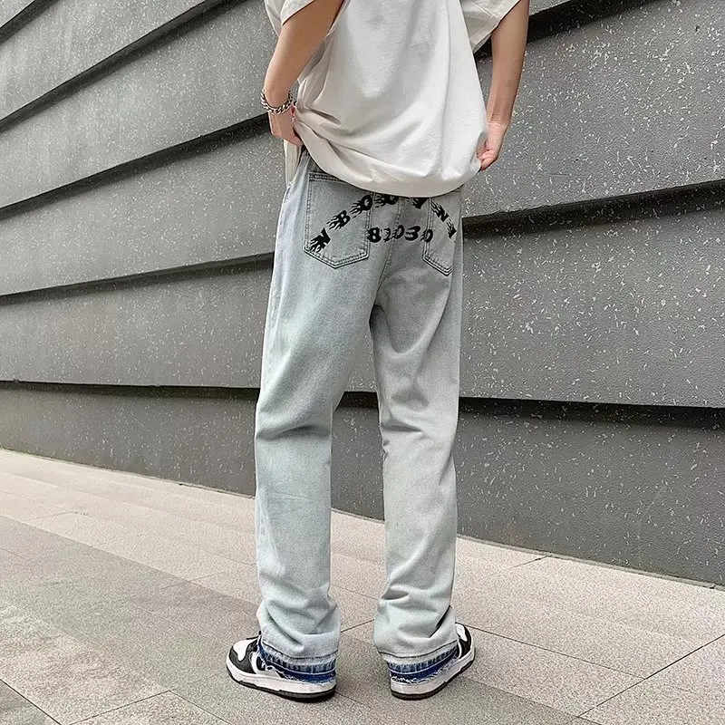 

2022 Hosen Herren Letter Print Vintage Men Baggy Jeans Pants Y2K Clothes Distressed Washed Hip Hop Denim Trousers Pantalon Homme