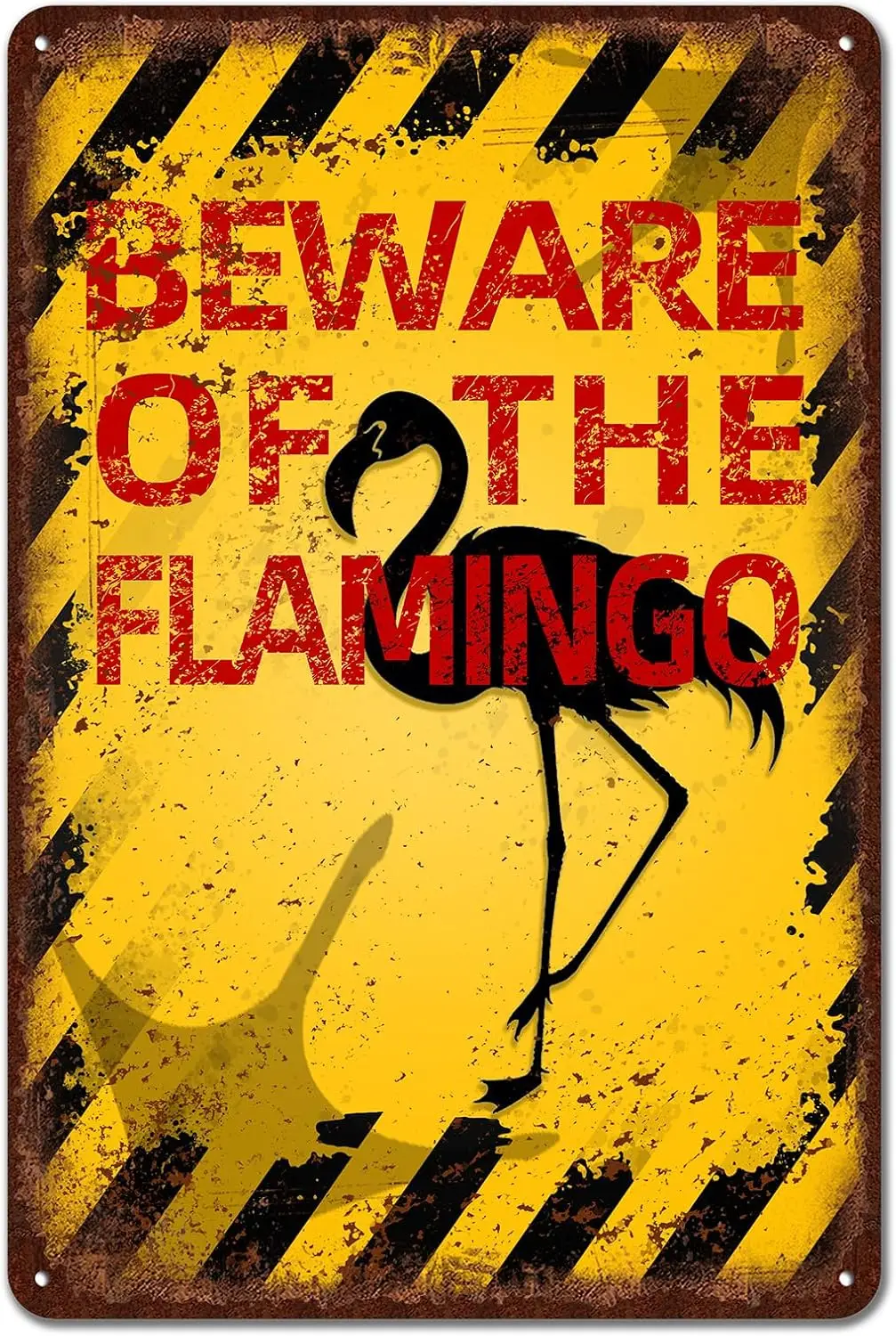 Vntge Flmngo Metl Sgn Bewre of lumnum Funny nml Декор 12 x 8 дюймов nch