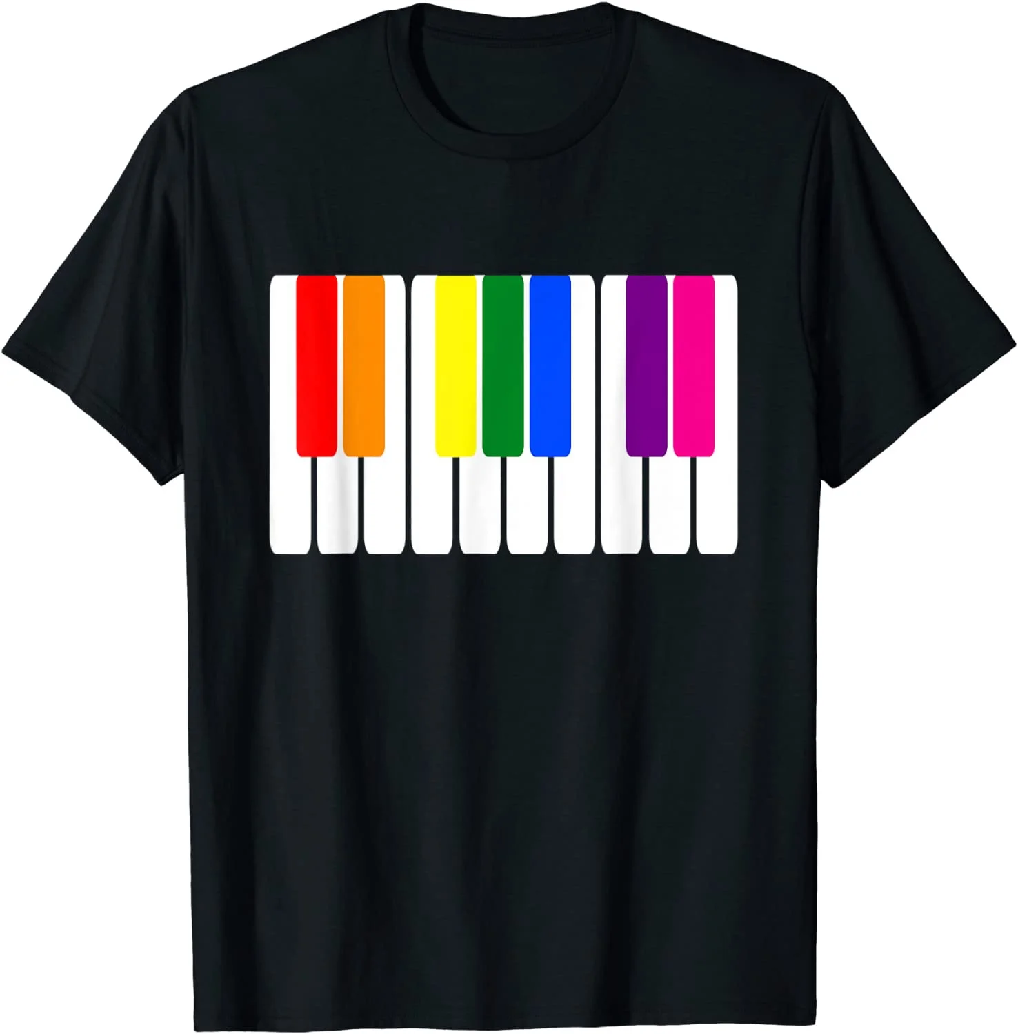 

Cool Rainbow Piano Pride Gift Men Women Funny Musician T-Shirt