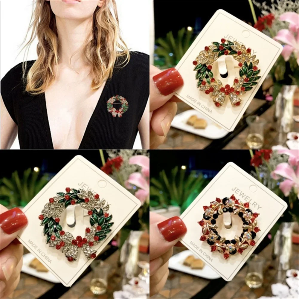 

Classic Christmas Brooches Cute Santa Hat Snowflake Elk Pearl Crutch Enamel Pin Badge Brooch Child Christmas Party Gift