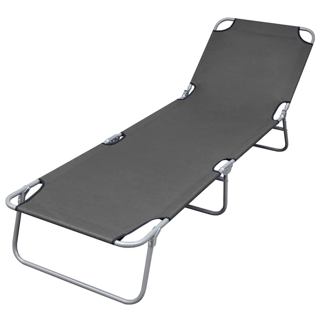

Outdoor Patio Garden Folding Sun Lounger Lounge Chairs Pool Outside Deck Foldable with Adjustable Backrest Gray