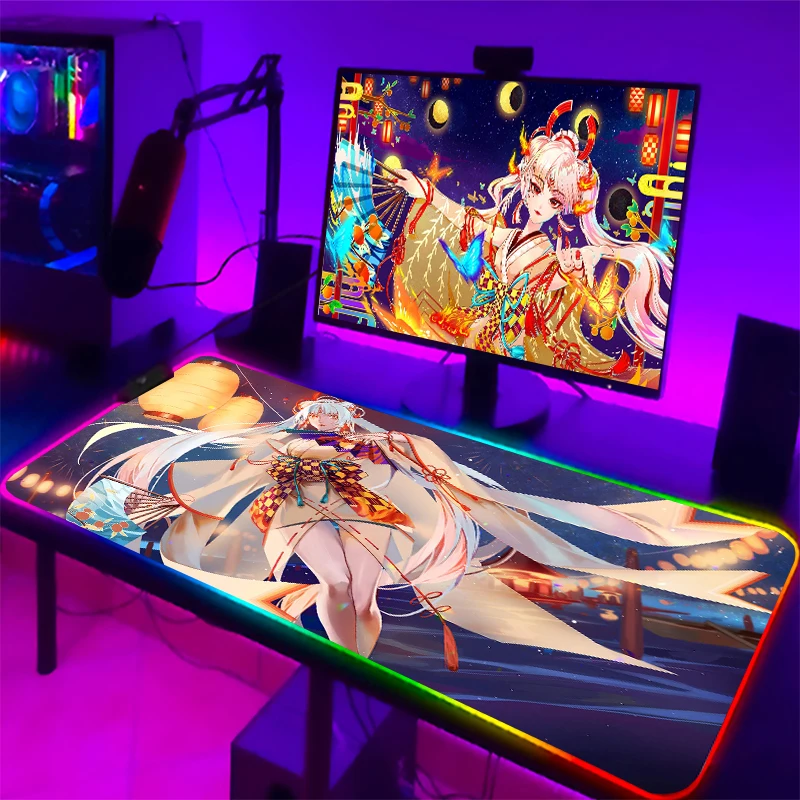 

Большой RGB аниме Kwaii милые девушки коврик для мыши Xxl скоростные игровые компьютерные аксессуары коврик светодиодный мыши светодиодные гейм...