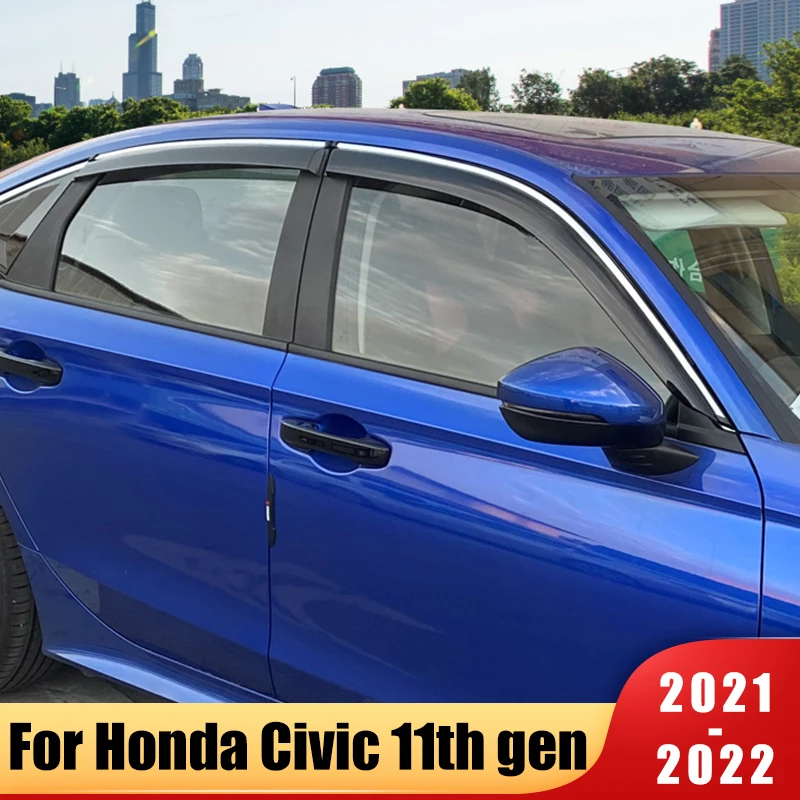

Car Accessories For Honda Civic 11th Gen 2021 2022 2023 Window Deflector Sun Guard Rain Vent Cover Trim Visor Awnings Body Kit