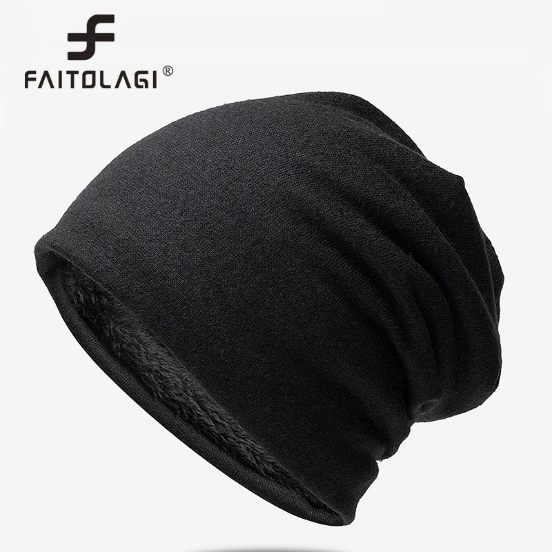 

Флисовый утепленный пуловер, шапка однотонного цвета, шапки для женщин и мужчин, зимняя теплая вязаная шапка в стиле ретро, модные хип-хоп ша...