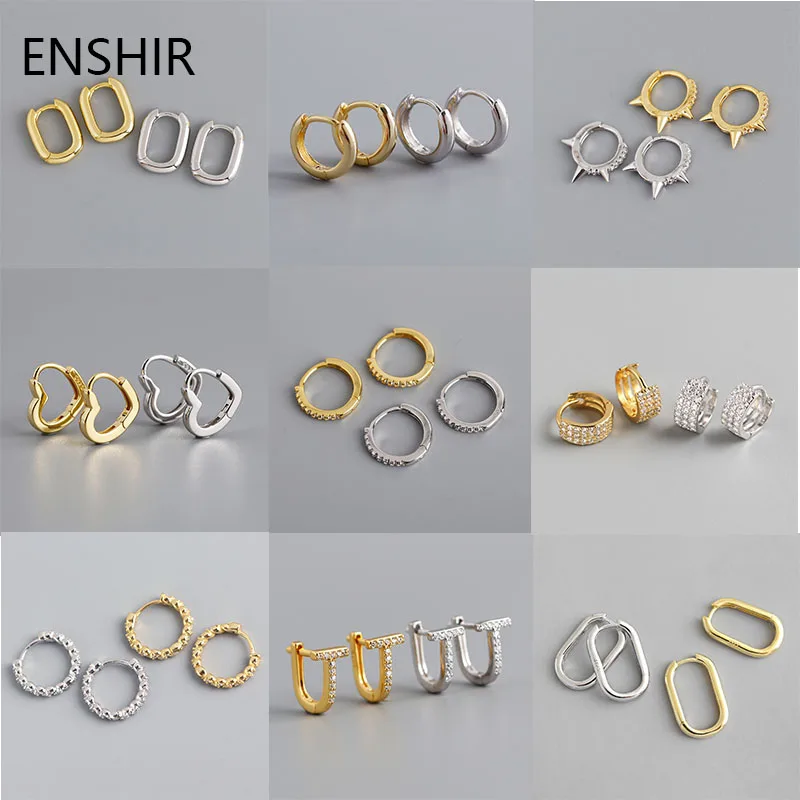 

ENSHIR Punk Hip-Hop Geometric Hoop Earrings for Women Silver Color Party Jewelry