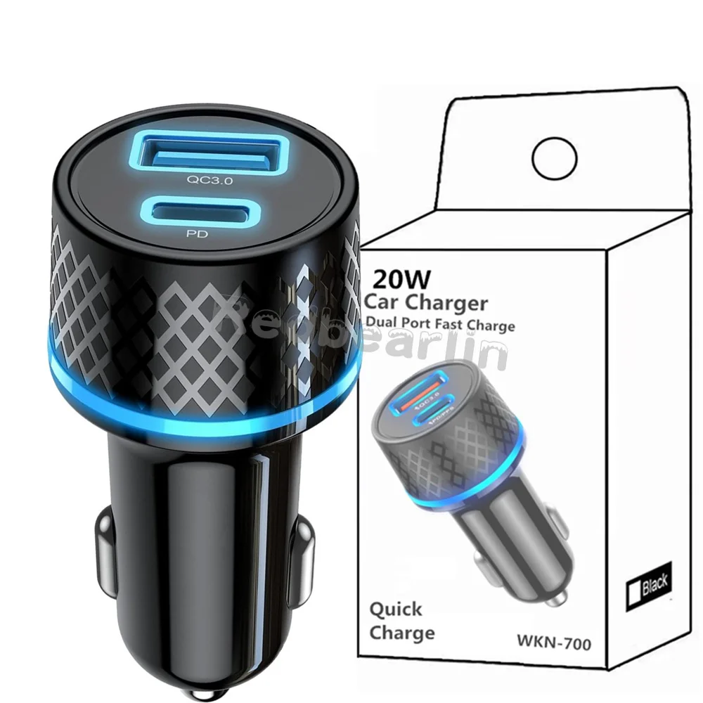 

10 шт. 25 Вт Быстрая зарядка USB C PD автомобильное зарядное устройство с двумя портами адаптеры питания для Iphone 12 13 14 Pro Samsung Huawei LG с коробкой