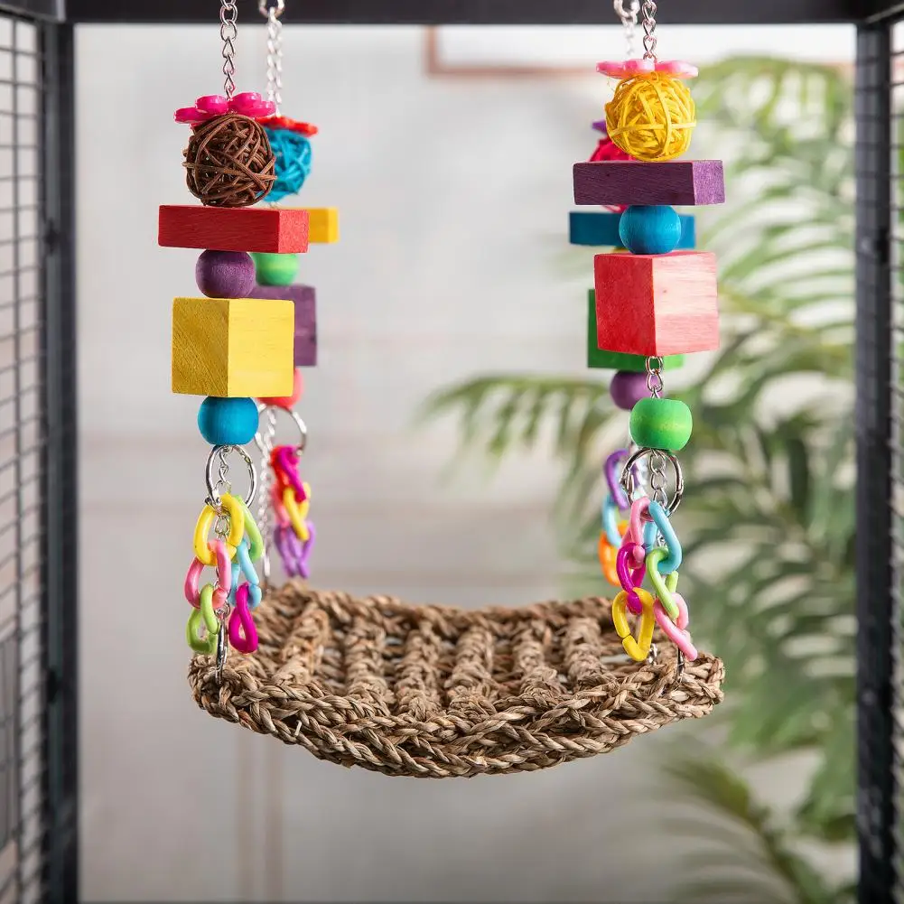 

Parrot Toy Colorful Parrot Swing Toy with Durable Wooden Grinding Mouth for Climbing Chewing Ideal Pet Supplies for Lovebirds