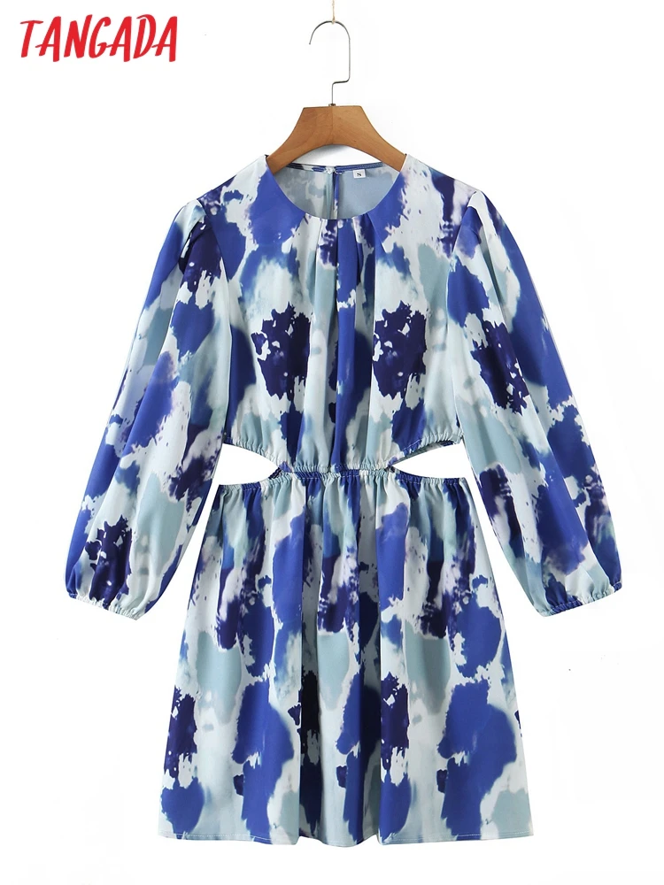 

Платье женское окрашенное на завязках с вырезами и рукавом 2022