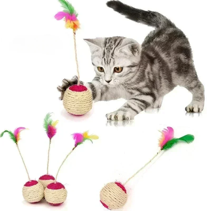 

Creativity Cat Toy Sisal Scratching Ball Training Interactive Toy for Kitten Pet Cat Supplies Feather Toy Cat Toys Interactive