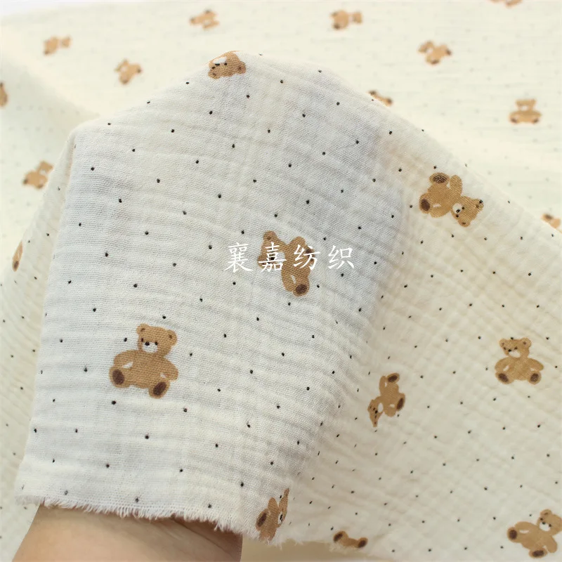 

10Mx135cm Cotton Double Layer Gauze Cartoon Printed Baby Clothing Blanket Bib Home Clothing Fabric Customization