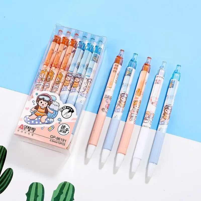 

48 шт./партия, гелевые ручки с черными чернилами, 0,5 мм