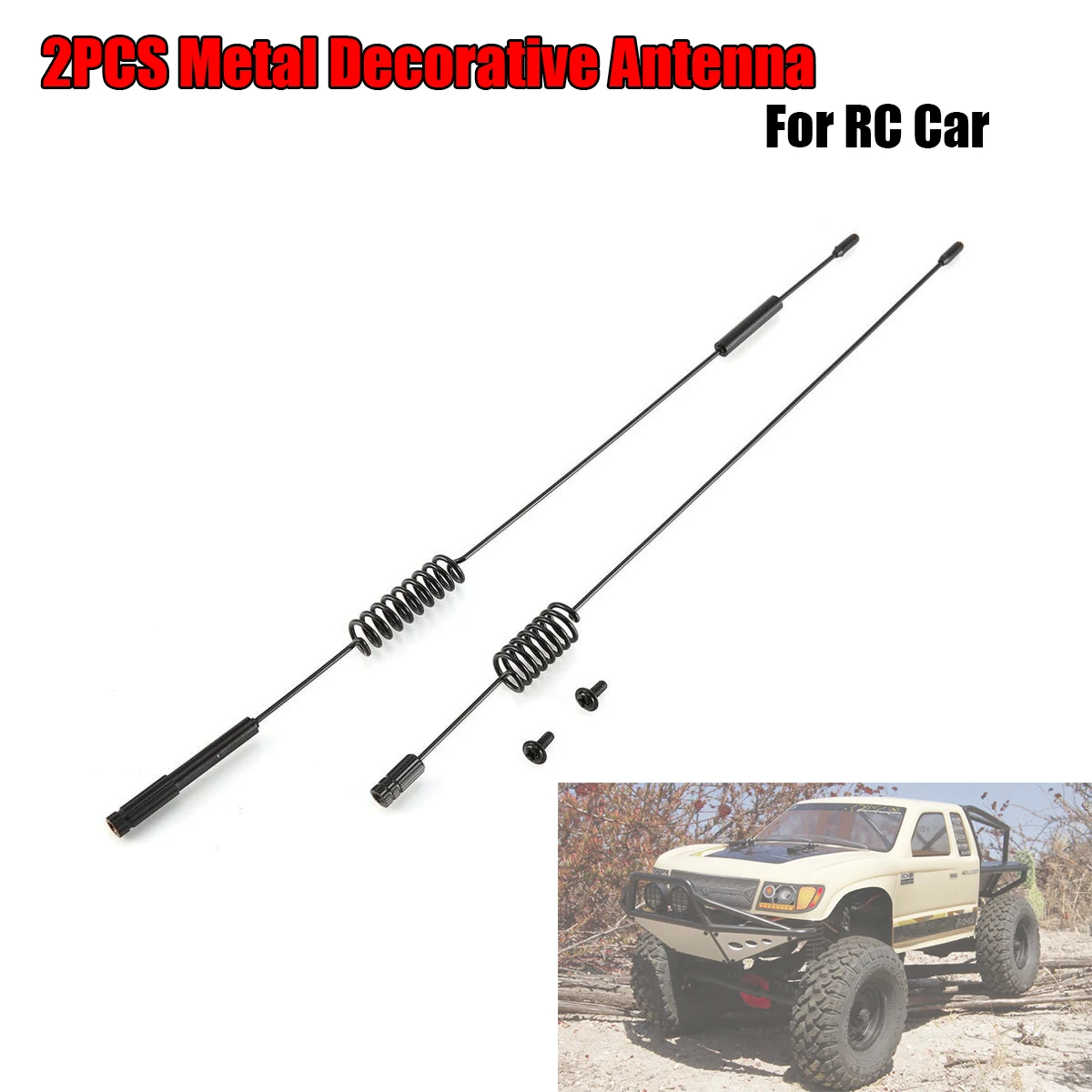 

2PCS RC Car Metal Decorative Antenna 290mm 170mm for 1:10 RC Crawler Axial SCX10 90046 Traxxas D90 D110 TRX-4 TRX4 Tamiya CC01