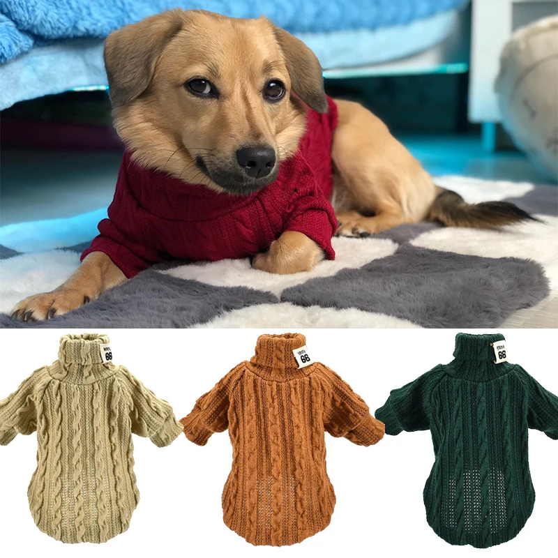 

Pet Dog Cat Sweater Winter Soft Warm Knitted Turtleneck for Small Dogs Puppy Sweaters Jacket Chihuahua Dachshund Clothes Jumper