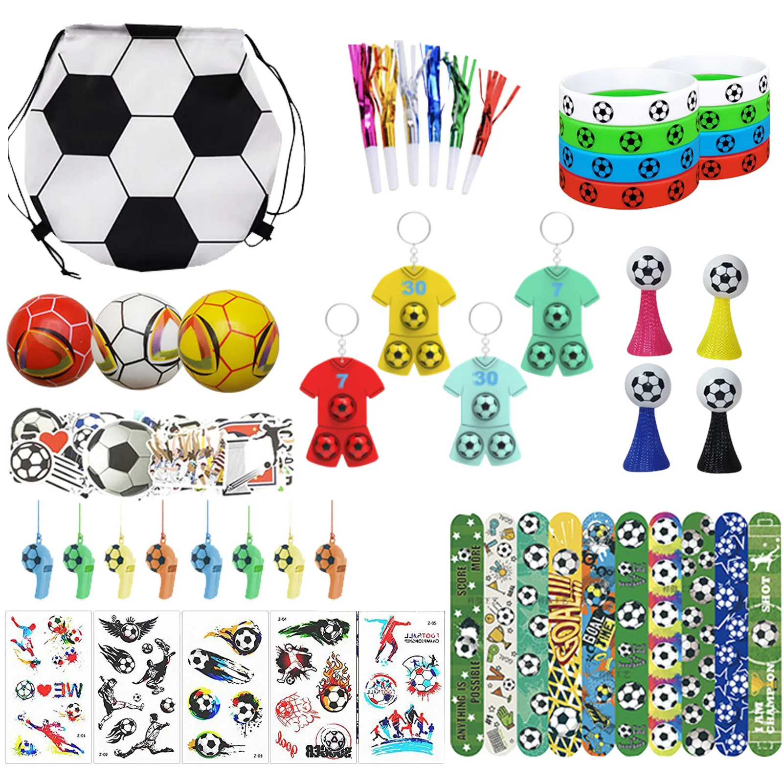 

Soccer Ball Party Favour Football Party Bags Fillers For Boys Football Theme Bracelets Whistles Bouncy Balls Keyrings Keychains
