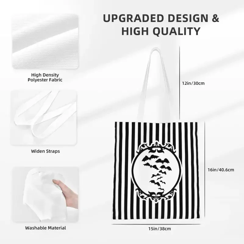 Полосатая и летучая мышь сумка-шоппер для покупки продуктов Женская милая
