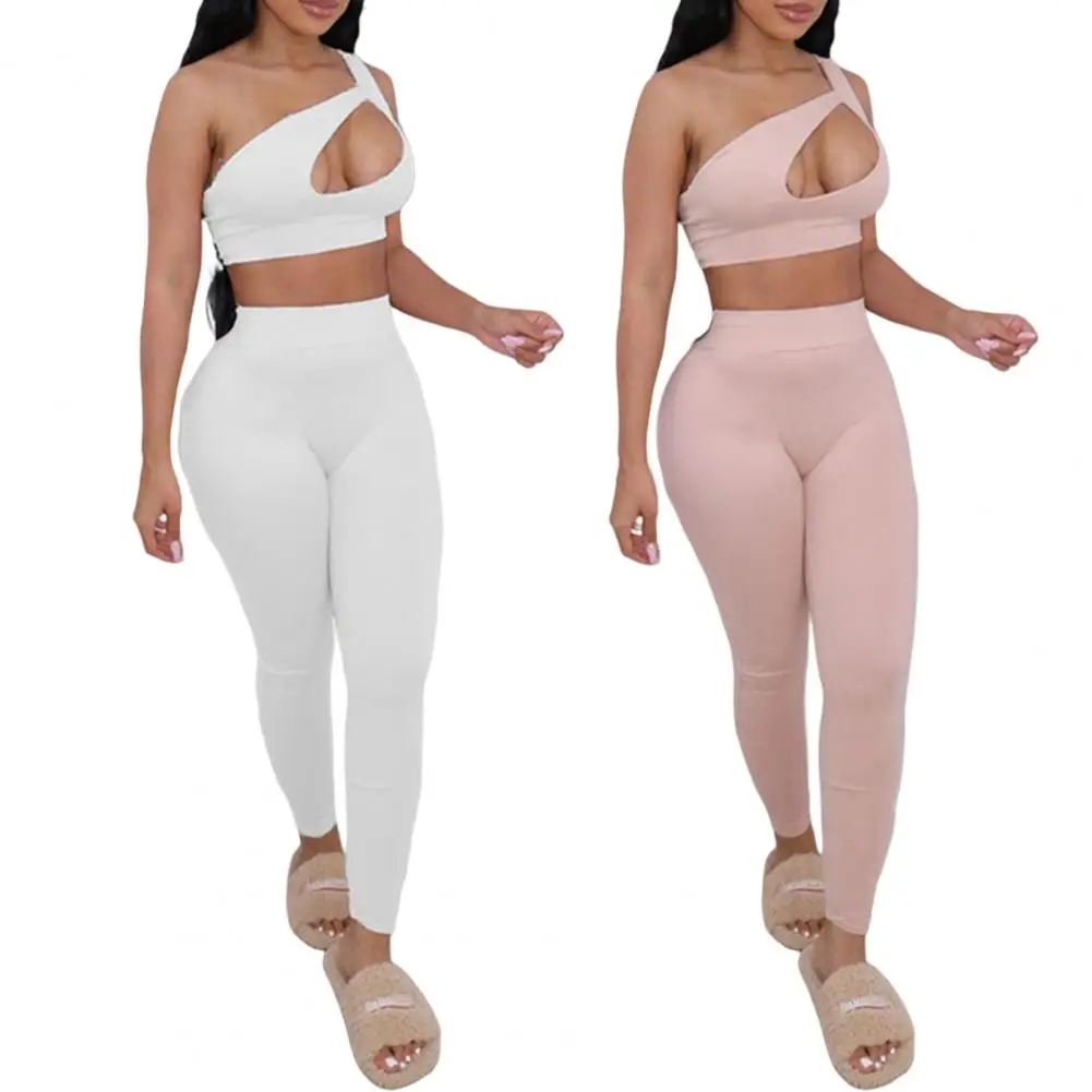 

1 Set Fashion Cutout Open Back Sleeveless Solid Color Women Outfit Women Clothing Polyester Elastic Waist
