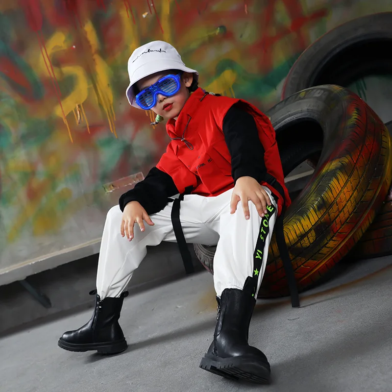 Детская одежда в стиле хип-хоп толстовка топ уличная тактические брюки-карго