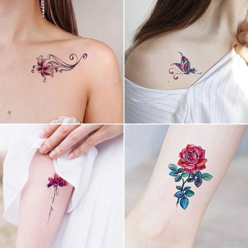

30 Pcs/set of Small Fresh Tattoo Stickers Chest Arm Clavicle Stickers Butterfly Concealer Temporary Tattoo Stickers Body Makeup