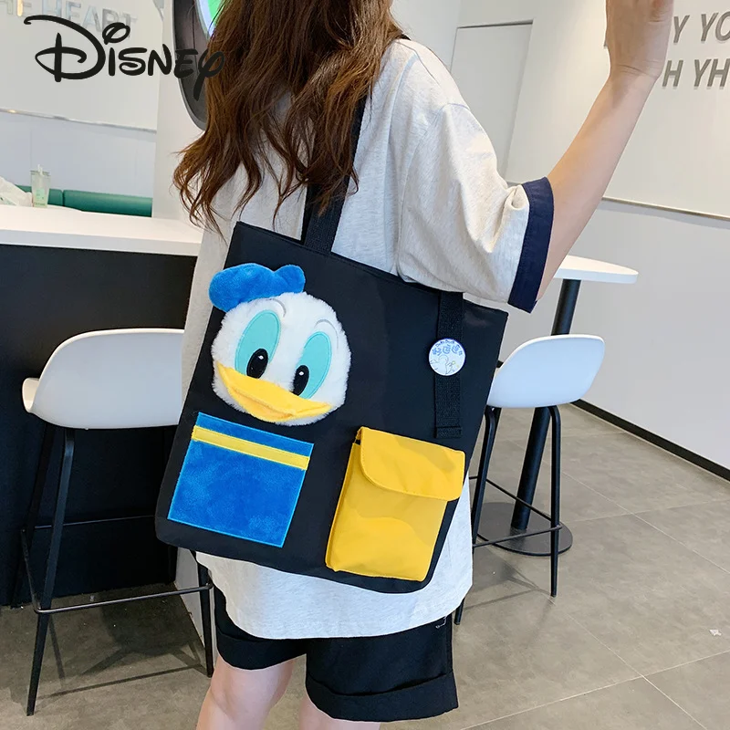 Disney Donald Duck Women's Bag Canvas Tote Bag Fashion Cute Student Shoulder Bag Multifunctional Large Capacity Women's Bag