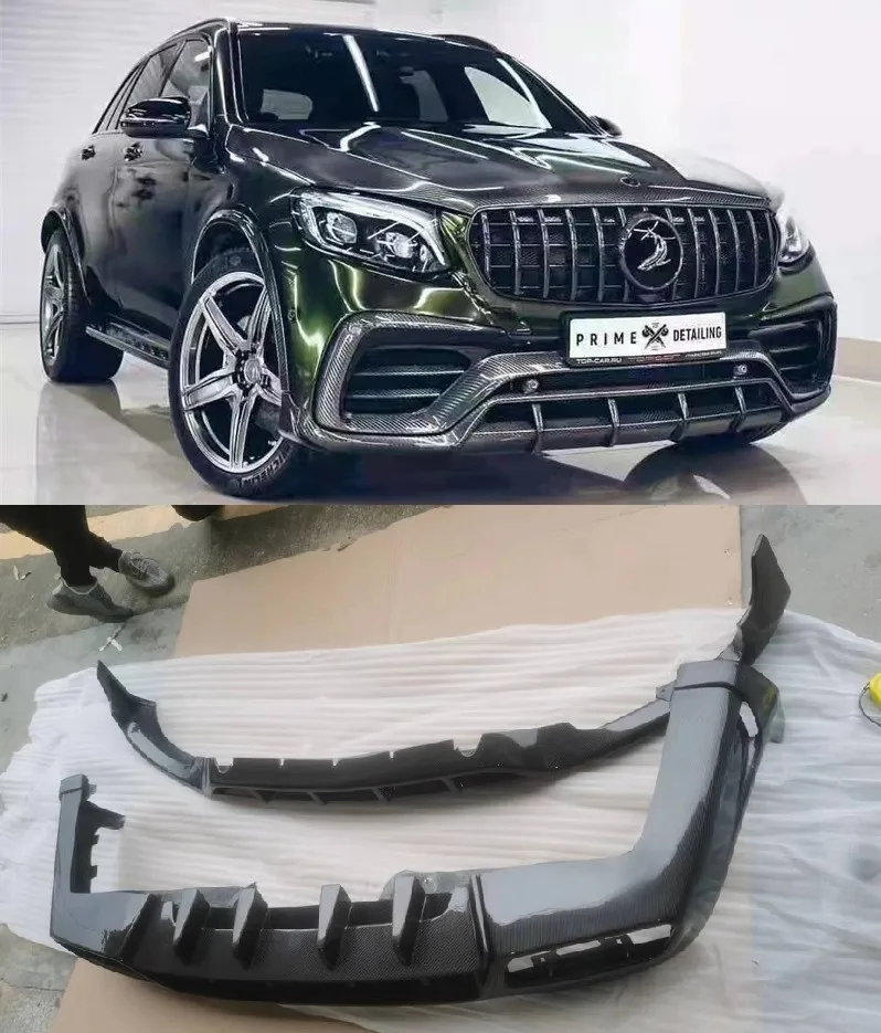 

Real Carbon Fiber Front Bumper Lip Rear Diffuser Spoiler For Mercedes Benz X253 GLC/GLC63 AMG 2015-2019 Modified TOPCAR