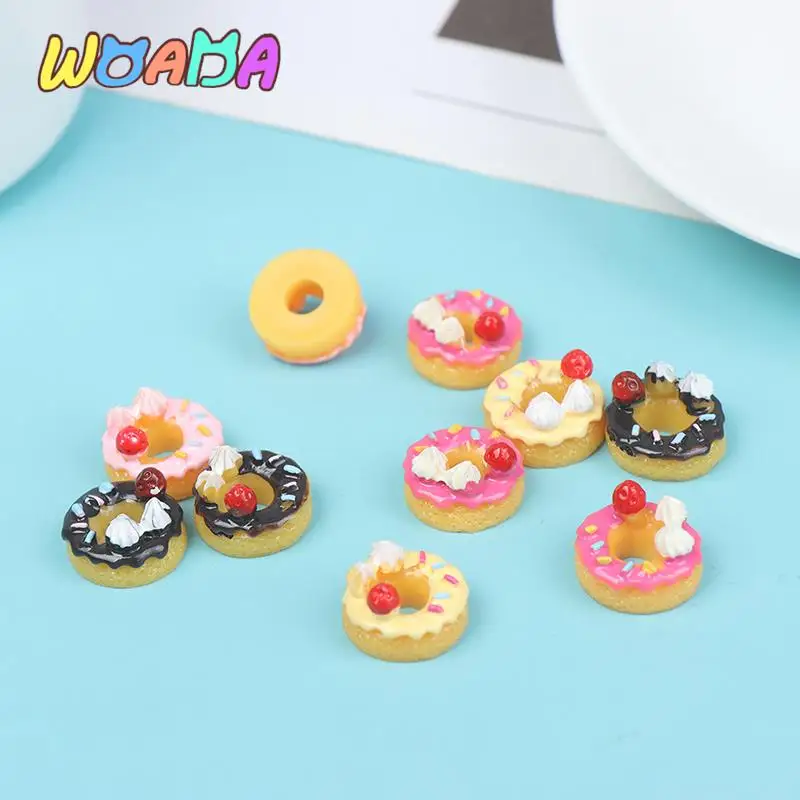 5/10Pcs Miniature Dollhouse Artificial Doughnut Ice Cream Chocolate Candy Suger Love Biscuits Ornament Craft DIY Home Decor Toys